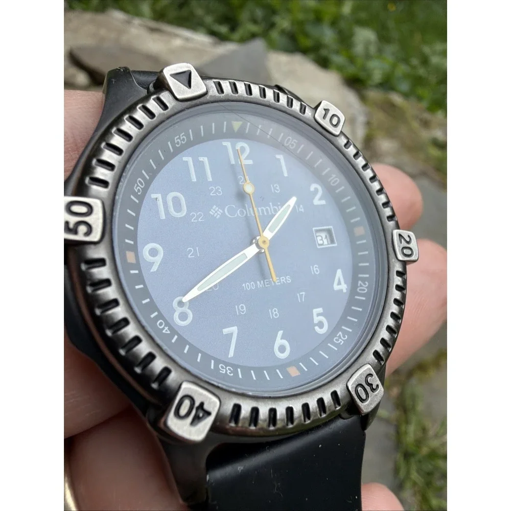 Vintage 90s Columbia Sportswear Field Watch Blue Dial 100M Gorpcore Quartz